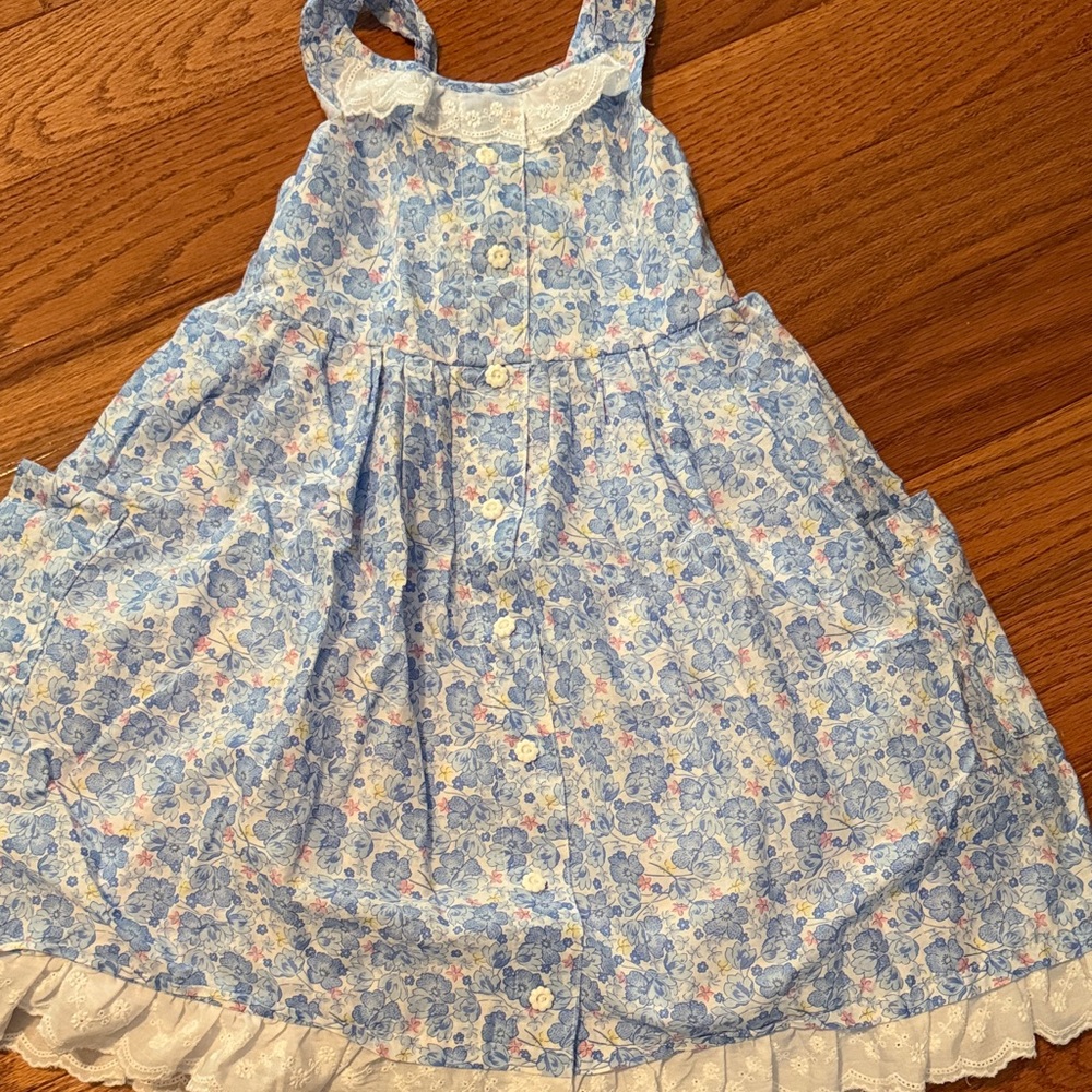 cupcakes & cashmere Blue Floral Button-Front Sundress with Lace Hem